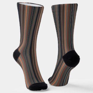 Dark Forest Woodlands Stripes Design  Socks