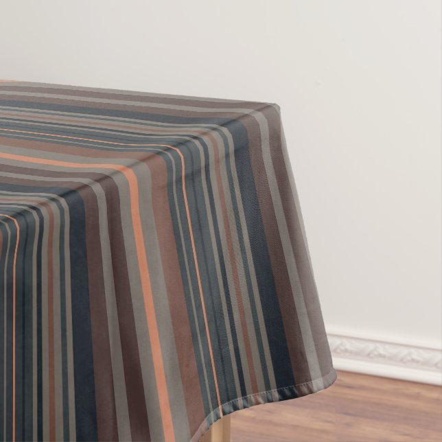 Dark Forest Woodlands Stripes Design  Tablecloth (In Situ)