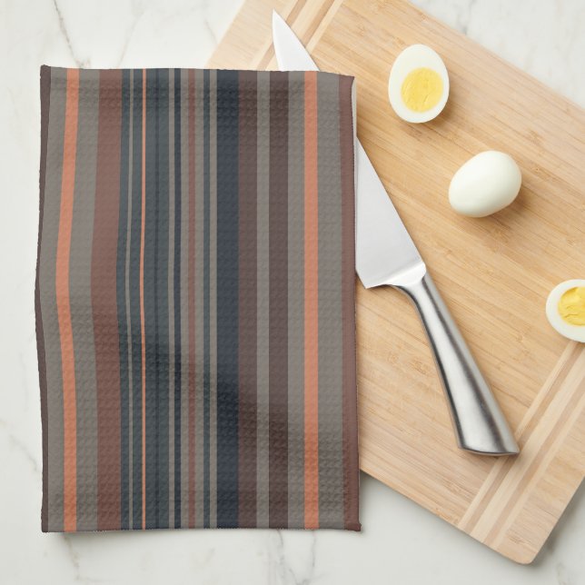 Dark Forest Woodlands Stripes Design  Tea Towel (Quarter Fold)