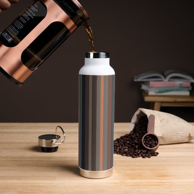Dark Forest Woodlands Stripes Design  Water Bottle (Coffee)