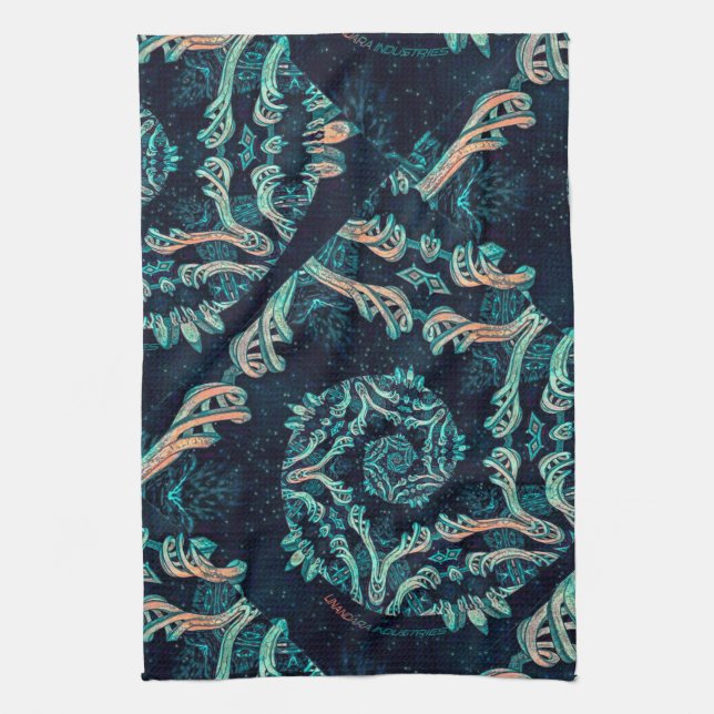 Dark fractal elegance tea towel (Vertical)