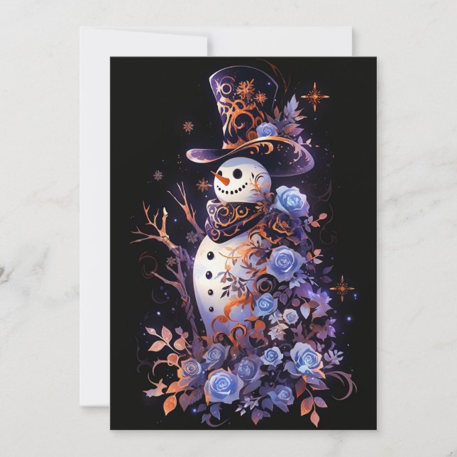 Dark Frosty Blue Christmas Cards (Front)