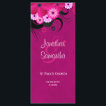 Dark Fuchsia Floral Wedding Program Template Card<br><div class="desc">© Sunny Mars Designs - Floral Hibiscus: Deep Dark Fuchsia Magenta Wedding Program Rackcards - This fully customisable custom wedding programme template features an illustration of a dark pink,  purple or fuschia swirly hibiscus floral decoration.  Personalise it by adding your wedding party and wedding ceremony details.</div>
