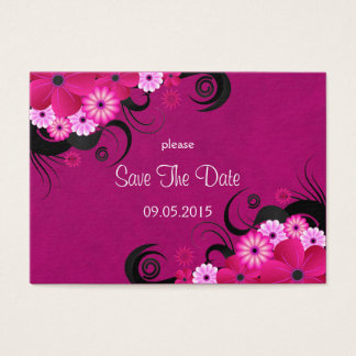 Dark Fuchsia Floral Wedding Save The Date Cards