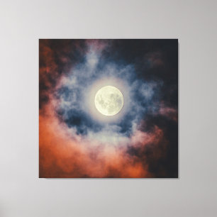 Dark full moonscape midnight scene canvas print