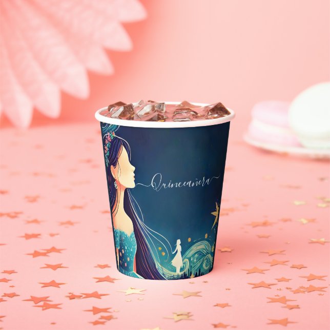 Dark Fun Star Prom Starry Night Sky Quinceanera Paper Cups (Insitu)