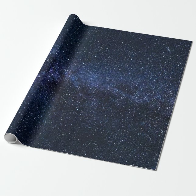Dark Galaxy Starry Night Sky Cosmic Space Sparkle Wrapping Paper (Unrolled)