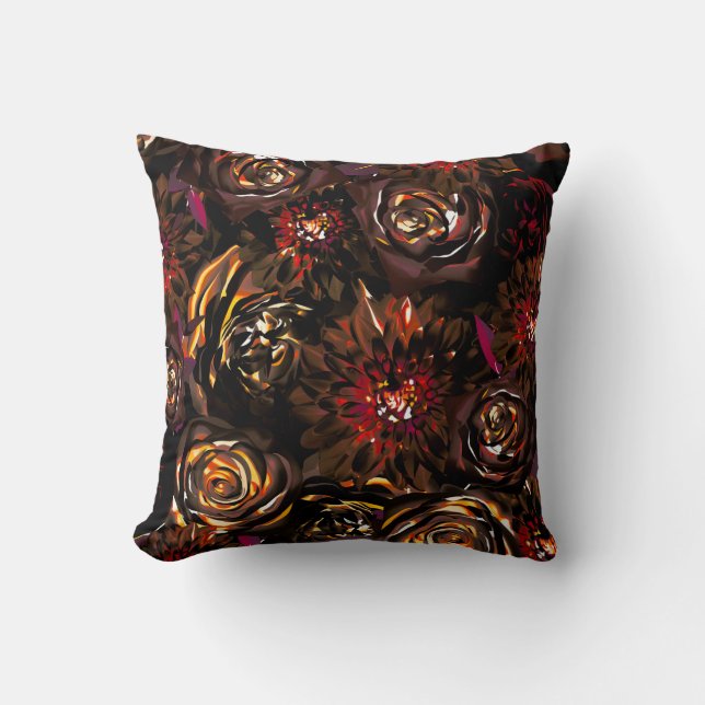 Dark Garden Autumn Glow Flowers Fall Wedding   Cushion (Front)