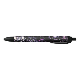 Dark Garden Bewitching Purple Glam Flowers Blue Ink Pen