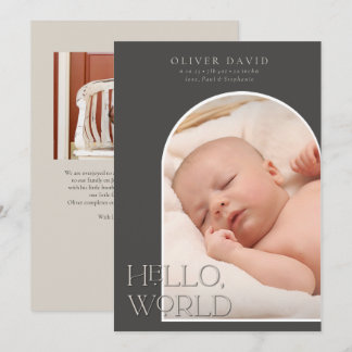 Dark Gender Neutral Arch Photo Birth Announcement