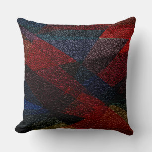 Dark Geometric Leather Look Cushion