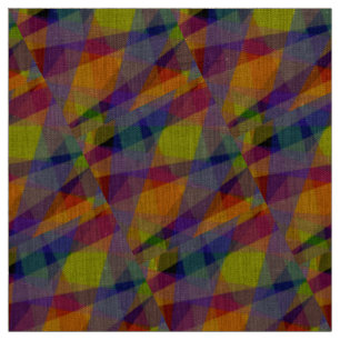 Dark Geometric - Natural Linen Fabric