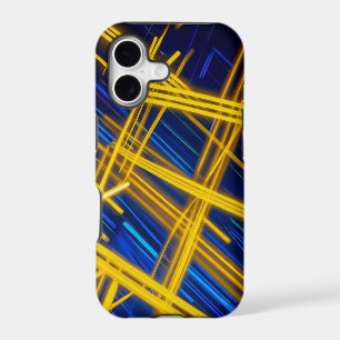 Dark Geometric Neon Yellow Blue Sci Fi Abstract