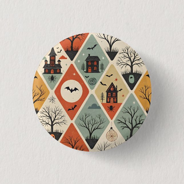 Dark ghost pattern 3 cm round badge (Front)