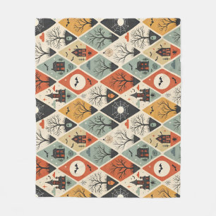 Dark ghost pattern fleece blanket