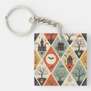 Dark ghost pattern key ring