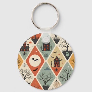 Dark ghost pattern key ring