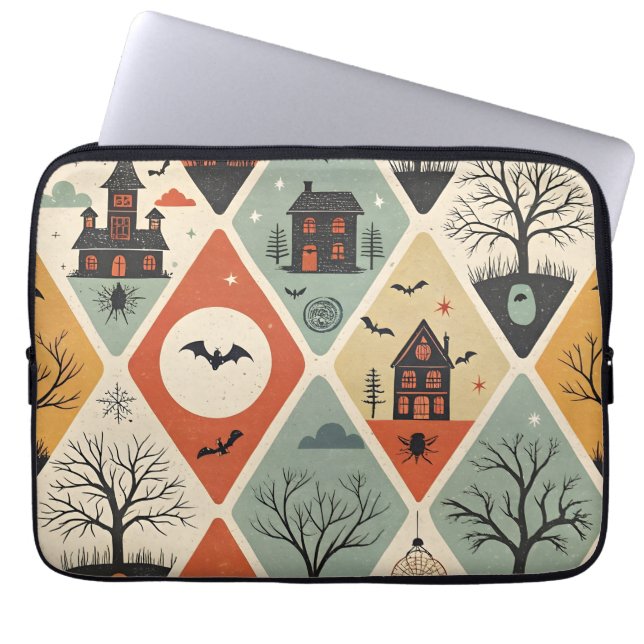 Dark ghost pattern laptop sleeve (Front)