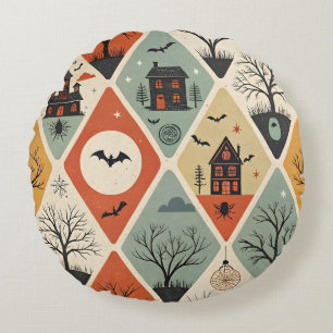Dark ghost pattern round cushion