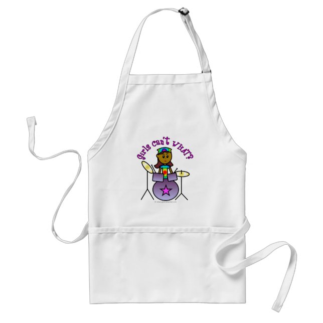 Dark Girl Playing Drums Standard Apron (Front)