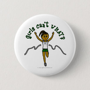 Dark Girl Runner in Green Uniform 6 Cm Round Badge