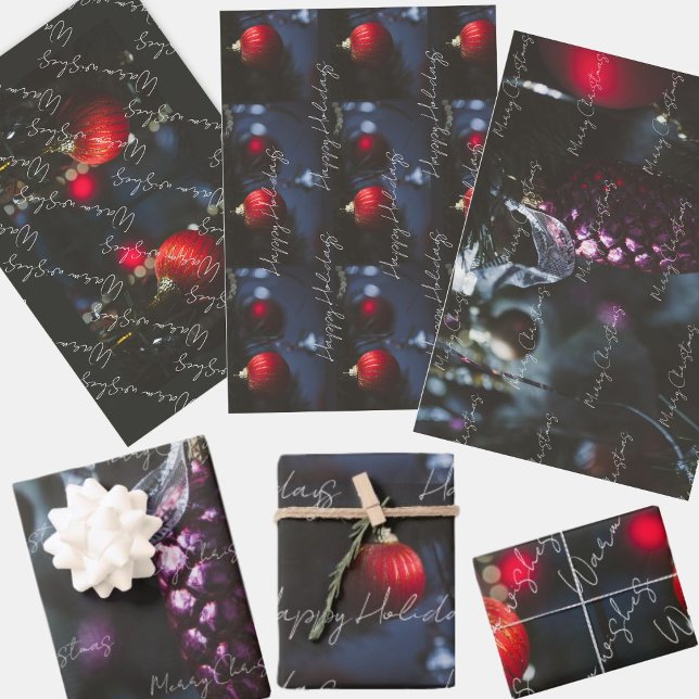Dark glamour Christmas ornaments  Wrapping Paper Sheet (Creator Uploaded)