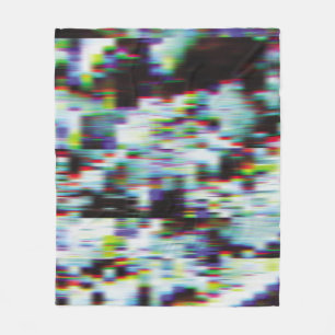 Dark glitch background, illustration. Black, blue, Fleece Blanket