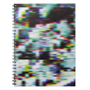 Dark glitch background, illustration. Black, blue, Notebook