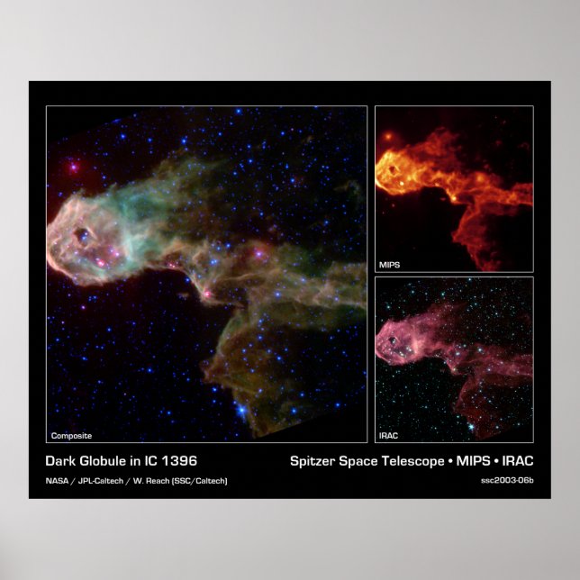 Dark Globule in IC 1396 – Spitzer Space Telescope Poster (Front)