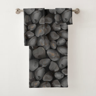 Dark glossy pebbles bath towel set