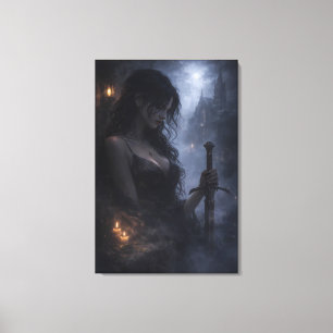 Dark Goddess of the Mist – Seductive Fantasy Woman Canvas Print