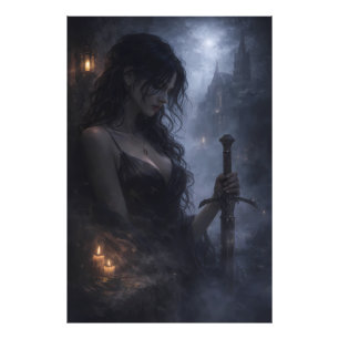 Dark Goddess of the Mist – Seductive Fantasy Woman Photo Print