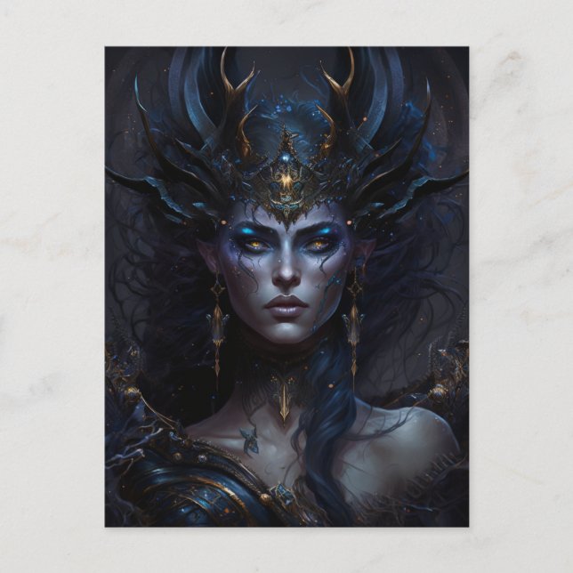 Dark Goddess Queen Fantasy Art Postcard (Front)