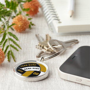 Dark Gold and Black Custom Volleyball Keychains