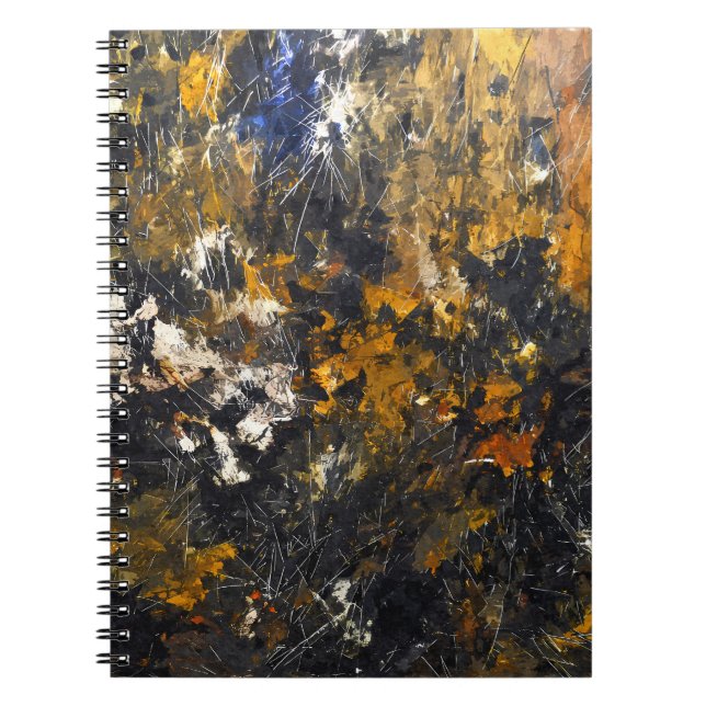 Dark Gold Copper Scratch Abstract Notebook (Front)