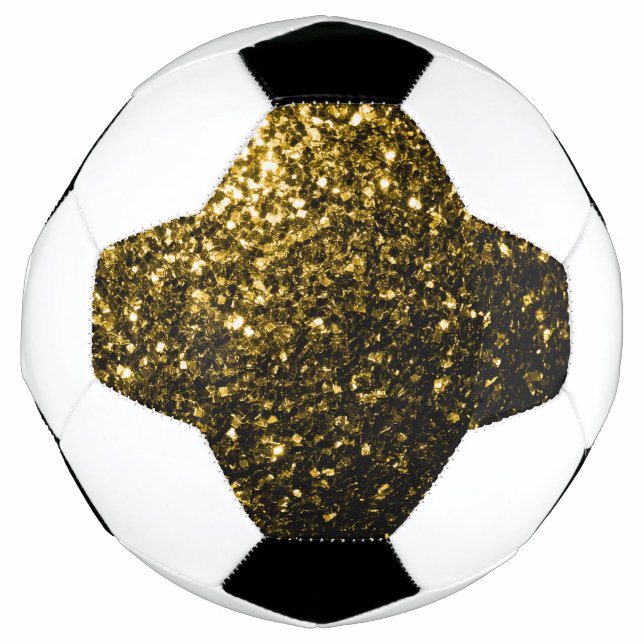 Dark gold faux glitter sparkles bling soccer ball (Front)