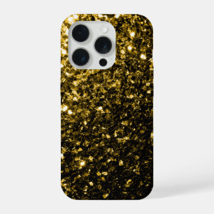 Dark gold faux glitter sparkles iPhone 15 pro case