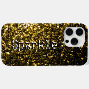 Dark gold faux glitters sparkles Your text iPhone 15 Pro Max Case