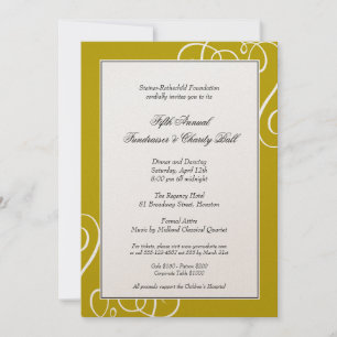 Dark gold frame enchanted swirl gala formal event invitation