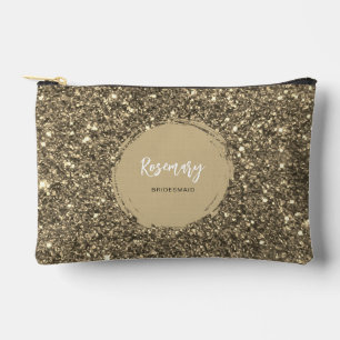 Dark Gold Glitter Sparkle Glamour Bridesmaid Gifts Accessory Pouch