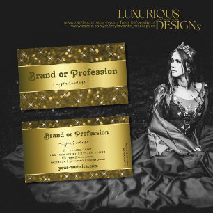 Dark Gold Glitter Sparkle Stars Decorative Golden  Business Card