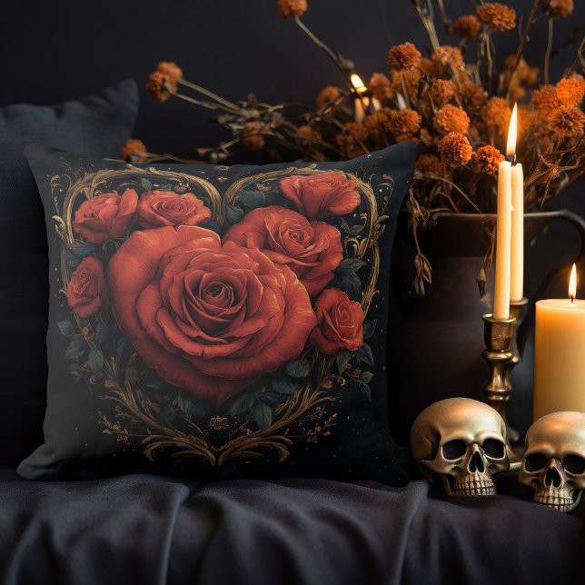 Dark Gold Heart with Roses Cushion (Creator Uploaded)