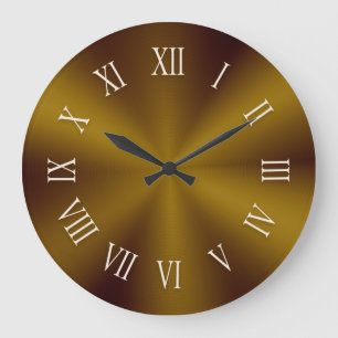 Dark Gold Metallic Clock with Roman Numbers