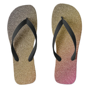 Dark-Gold-Pink Gradient Glitters, Pair of Jandals