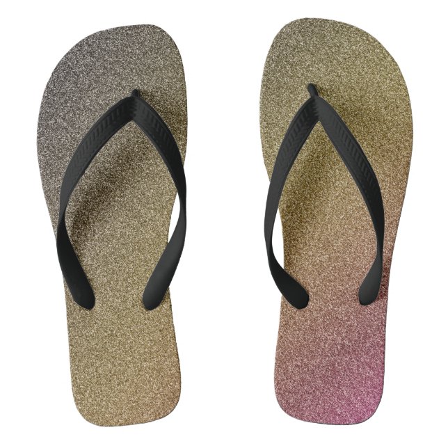 Dark-Gold-Pink Gradient Glitters, Pair of Jandals (Footbed)
