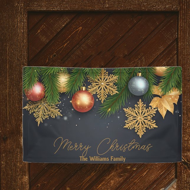  Dark Gold Snowflakes Pine Branches Christmas Banner (Creator Uploaded)