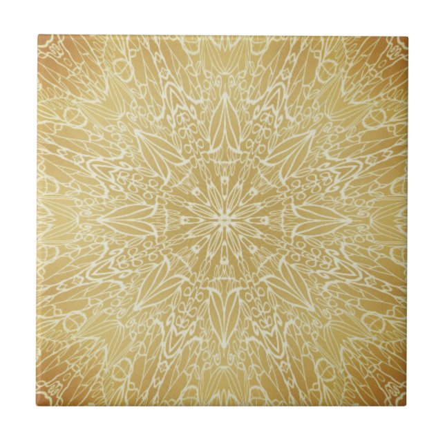 Dark gold white geometric star wheel tile (Front)
