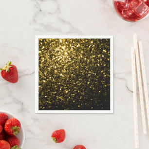Dark gold yellow faux glitter sparkles napkin