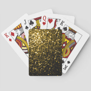 Dark gold yellow faux glitter sparkles playing cards