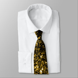 Dark gold yellow faux glitter sparkles tie